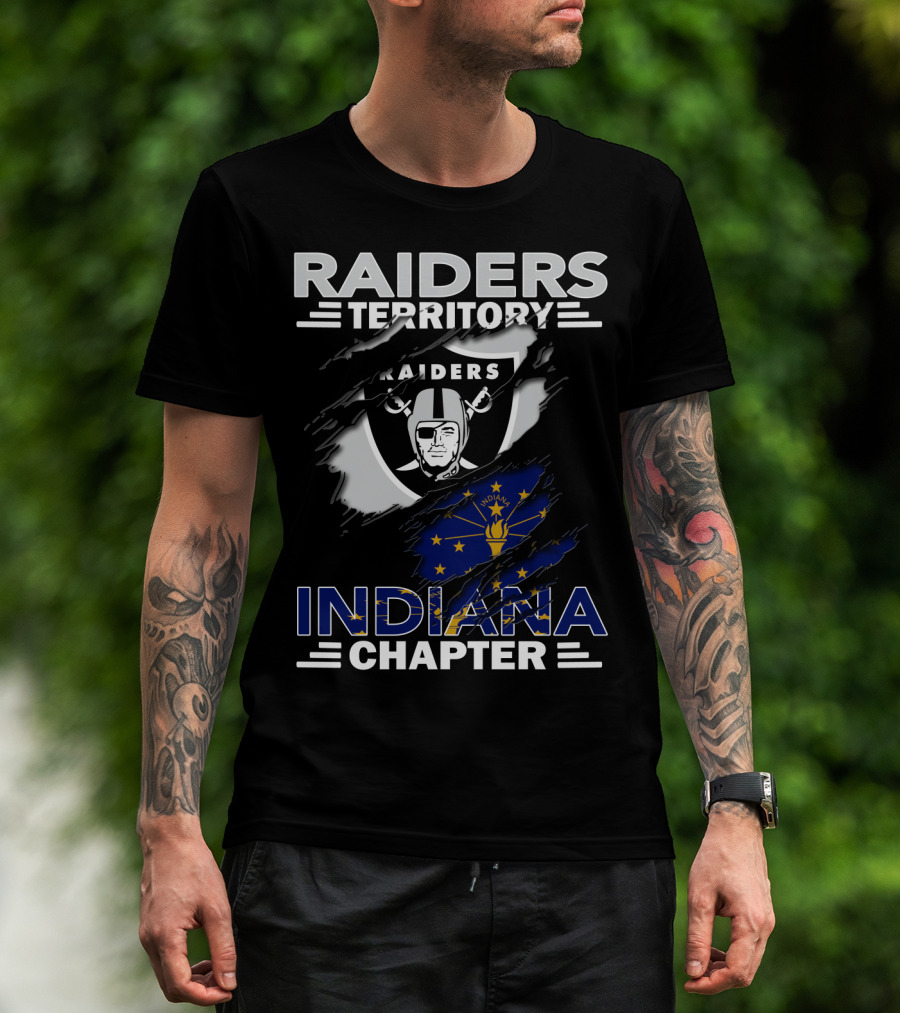 Raiders Territory Indiana Chapter Nfl Team Logo Indiana Flag Integration T-Shirt