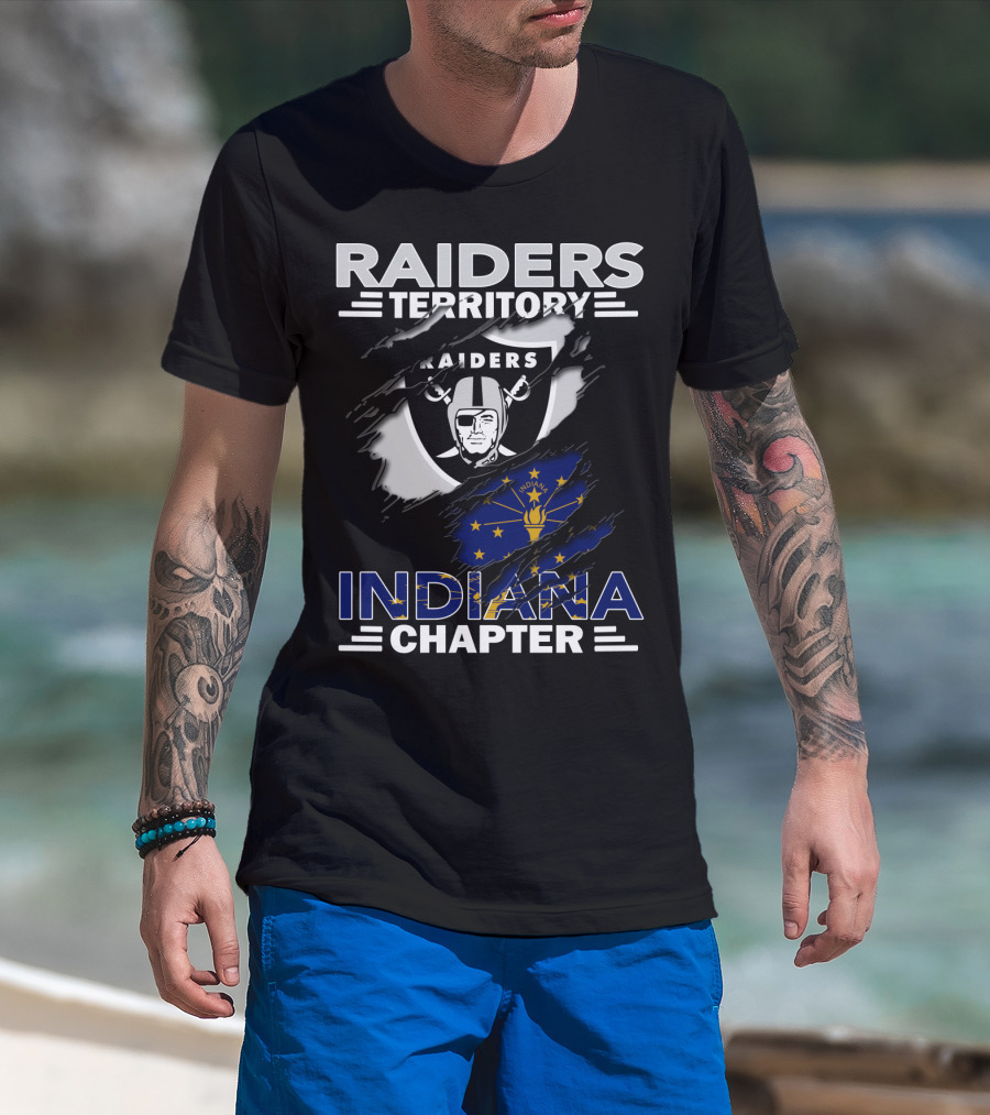 Raiders Territory Indiana Chapter Nfl Team Logo Indiana Flag Integration T-Shirt