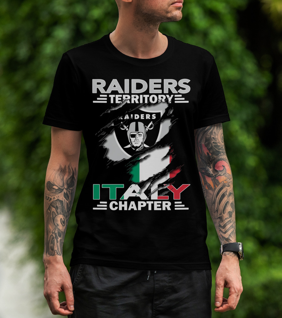 Raiders Territory Italy Chapter Shield And Flag T-Shirt