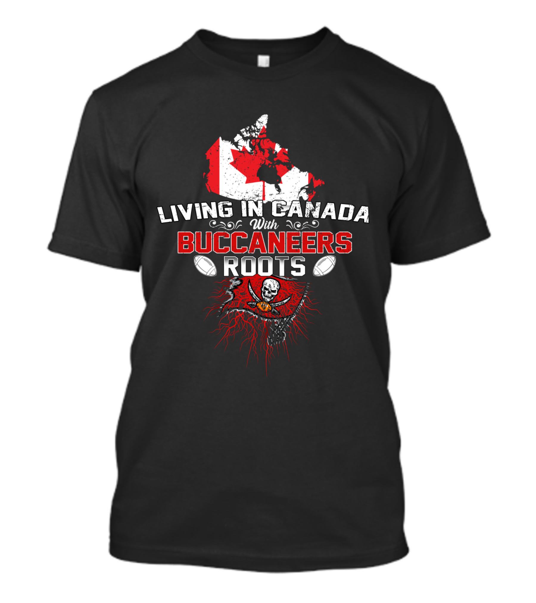 Living In Canada With Buccaneers Roots Football Icon Canada Map T-Shirt