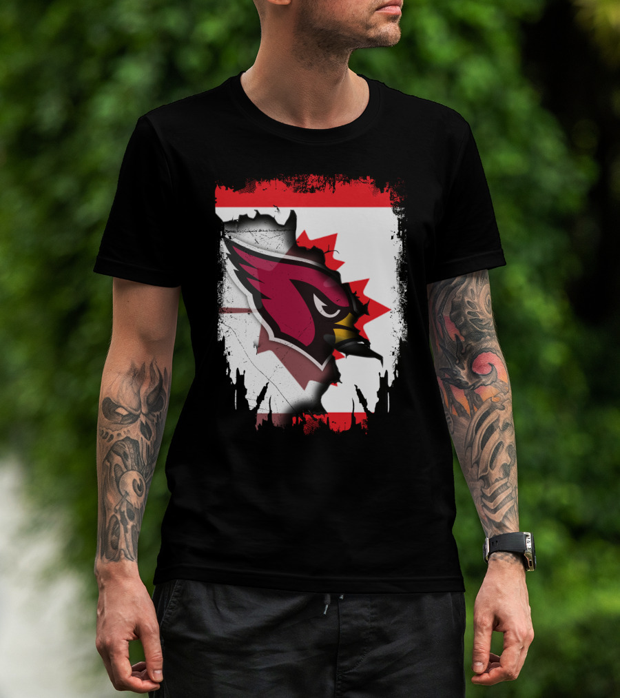Canada Flag Background With Arizona Cardinals T-Shirt