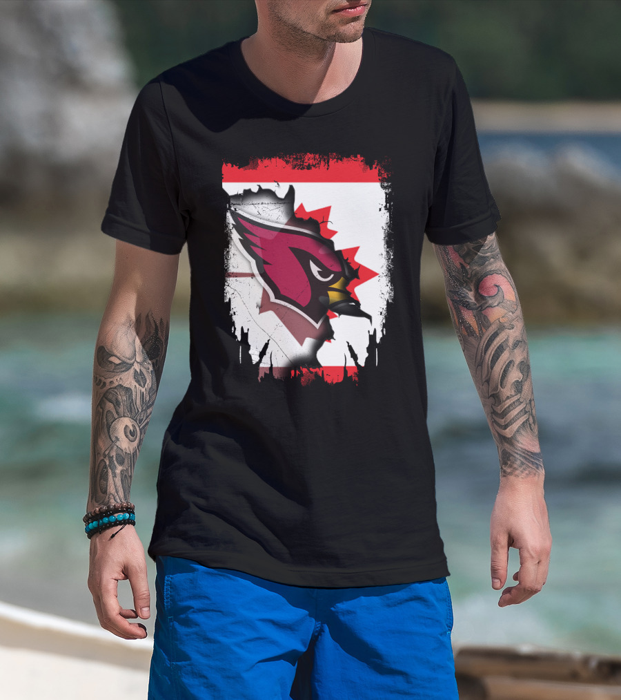 Canada Flag Background With Arizona Cardinals T-Shirt