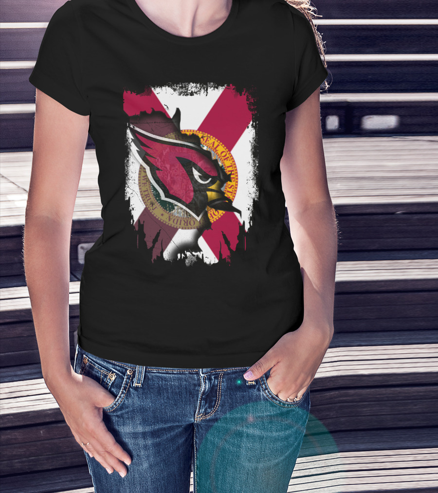 Florida State Flag With Cardinals Logo Fusion T-Shirt
