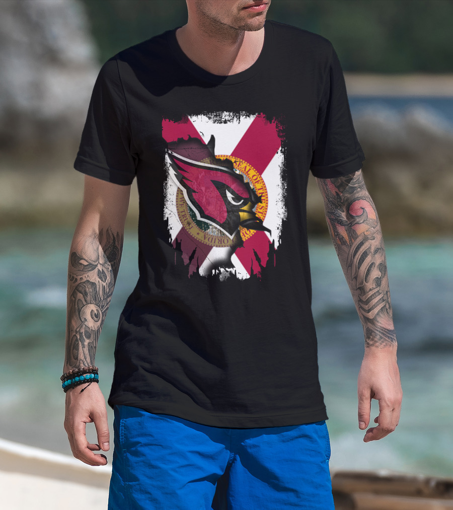 Florida State Flag With Cardinals Logo Fusion T-Shirt