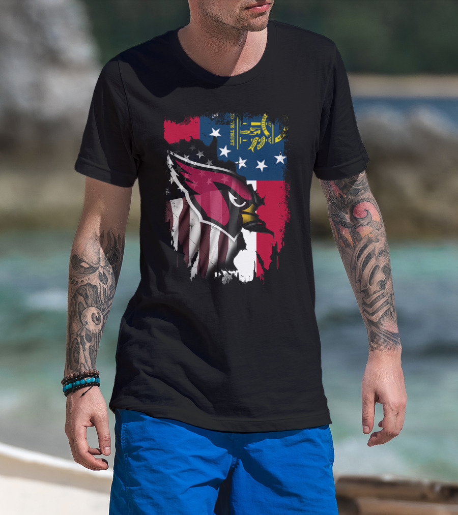 Georgia State Flag With Cardinals Logo Integration T-Shirt