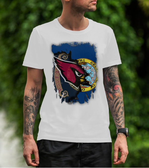 Idaho State Pride With Cardinals Football Emblem Fusion T-Shirt