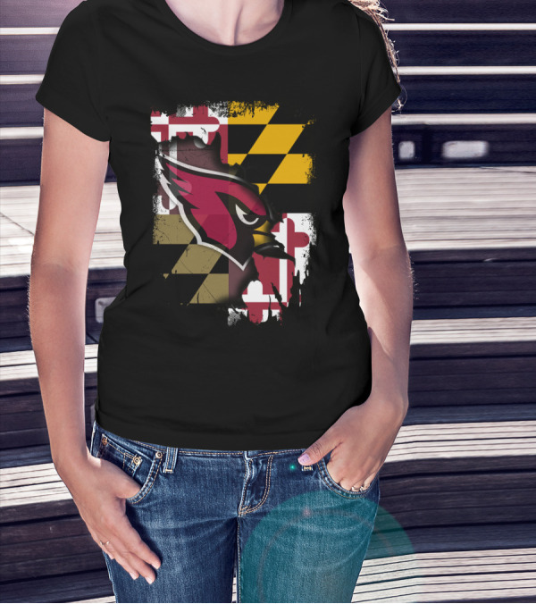 Together Maryland Cardinals With Maryland Flag Background T-Shirt