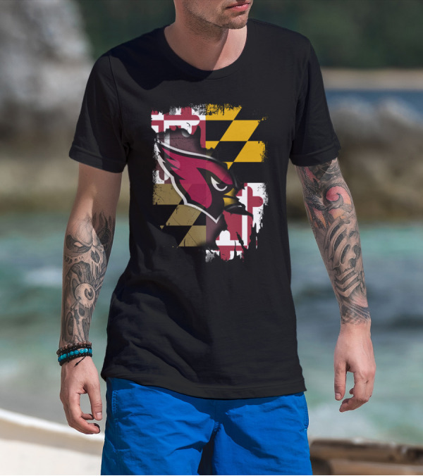 Together Maryland Cardinals With Maryland Flag Background T-Shirt