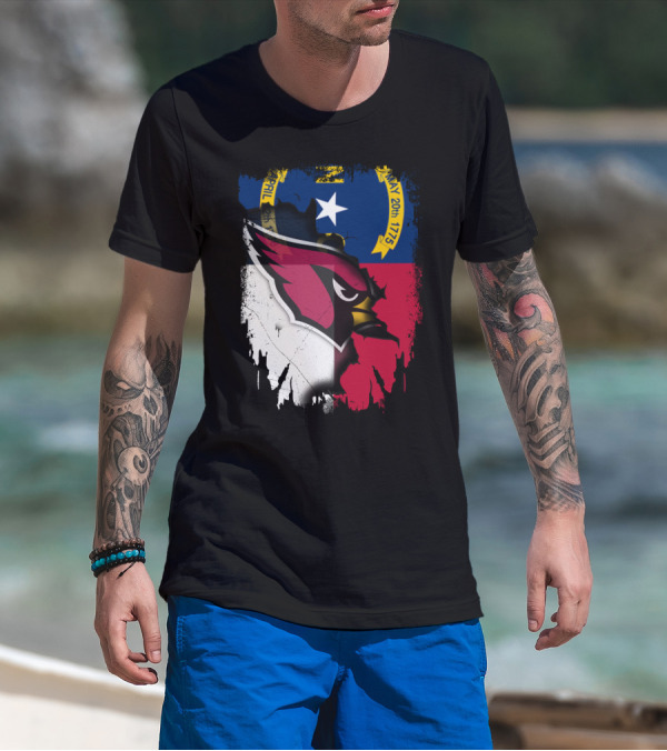 Together North Carolina Cardinal Logo In State Flag Colors T-Shirt