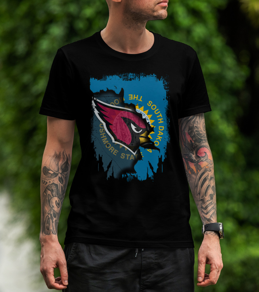 South Dakota State Flag With Cardinals Logo Together T-Shirt
