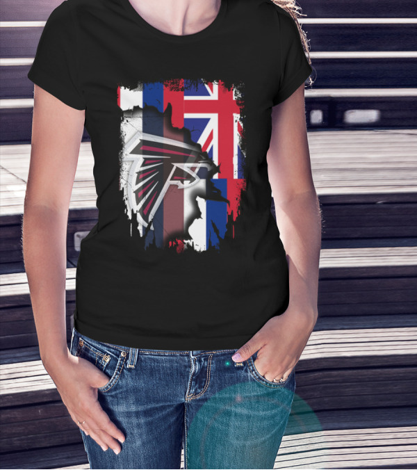 Hawaii Flag Blended With Atlanta Falcons Logo Together T-Shirt