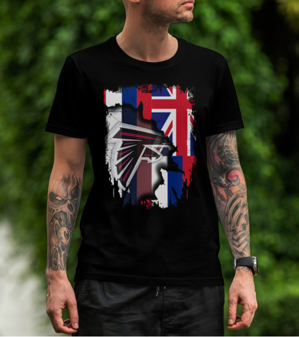 Hawaii Flag Blended With Atlanta Falcons Logo Together T-Shirt