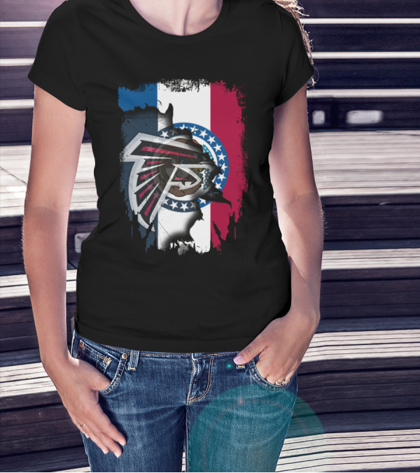 Together Missouri With Atlanta Falcons Blended With State Flag T-Shirt