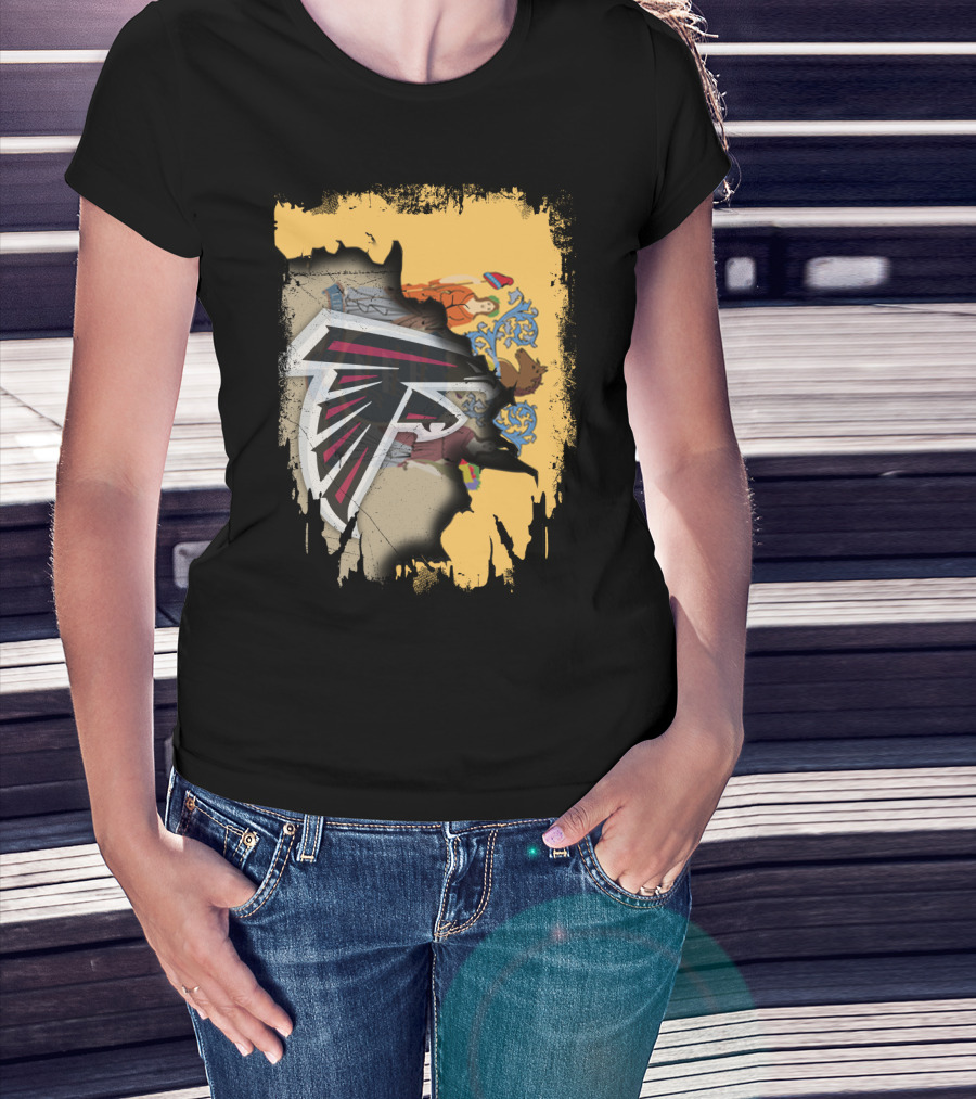 Together New Jersey With Falcons Atlanta Football Logo And State Flag Burst T-Shirt