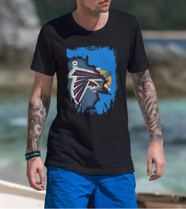 Oklahoma Falcons Logo Blended With State Flag T-Shirt