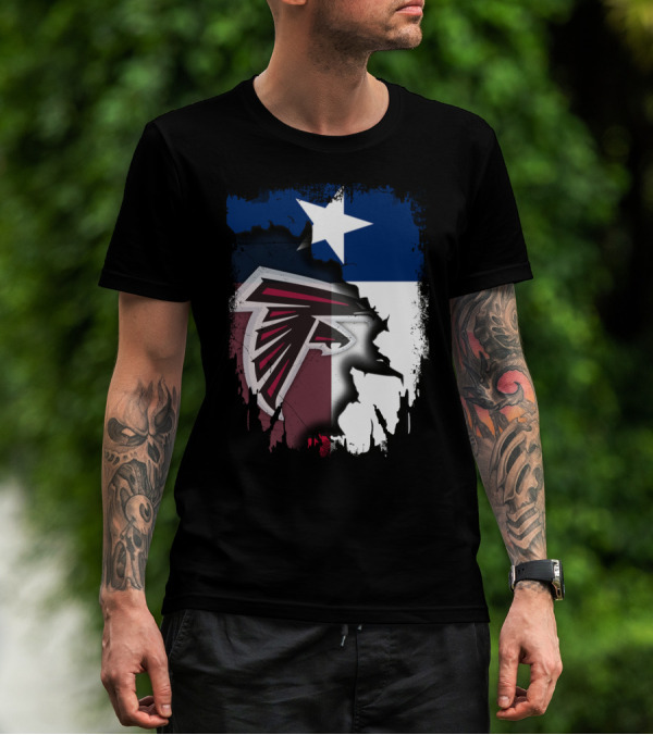 Texas State Flag Combined With Atlanta Falcons T-Shirt