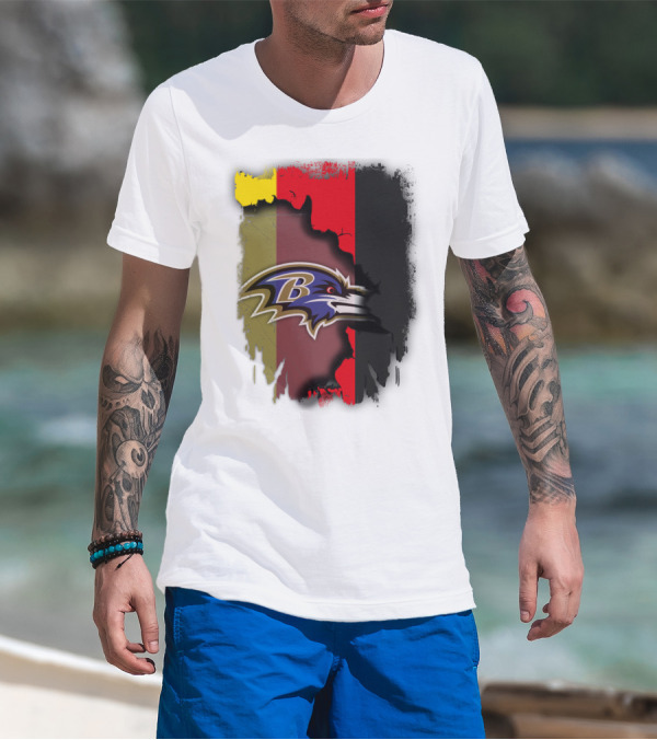 Germany Flag With Baltimore Ravens T-Shirt