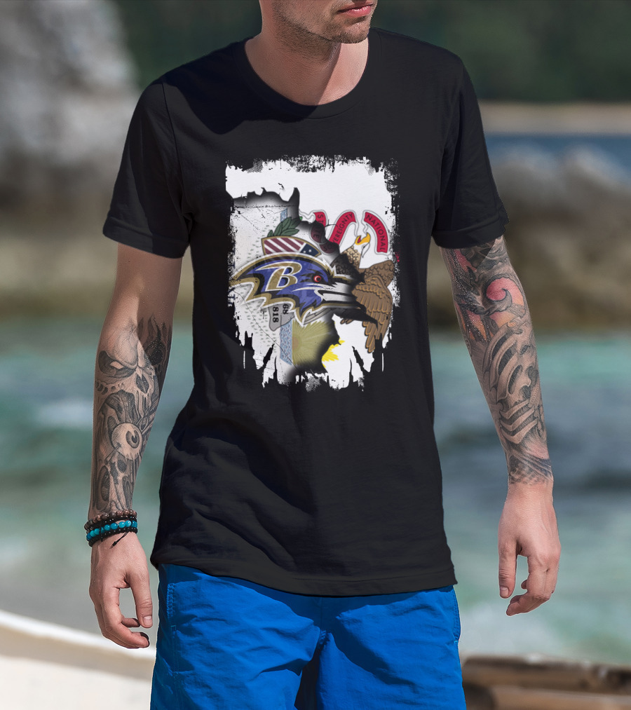 Illinois State Meets Baltimore Ravens Emblem Integration T-Shirt