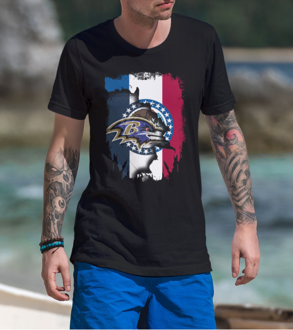 Missouri State Flag Ravens Fusion T-Shirt