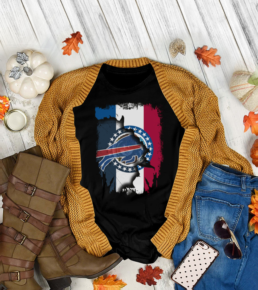 Missouri State Flag and Buffalo Bills Logo Fusion T-Shirt