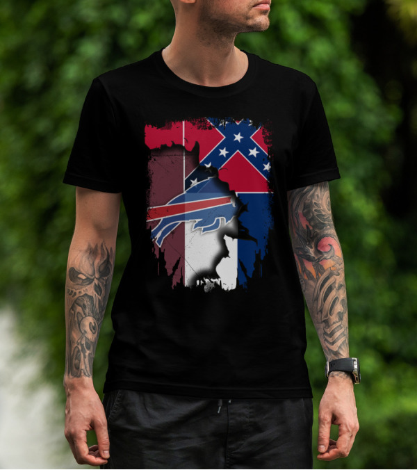Mississippi State Buffalo Bills Confederate Flag Fusion T-Shirt