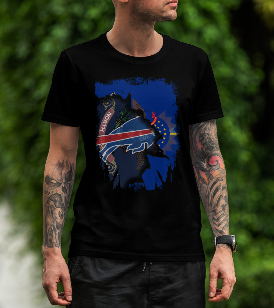 North Dakota State Pride With Buffalo Silhouette And Stars T-Shirt