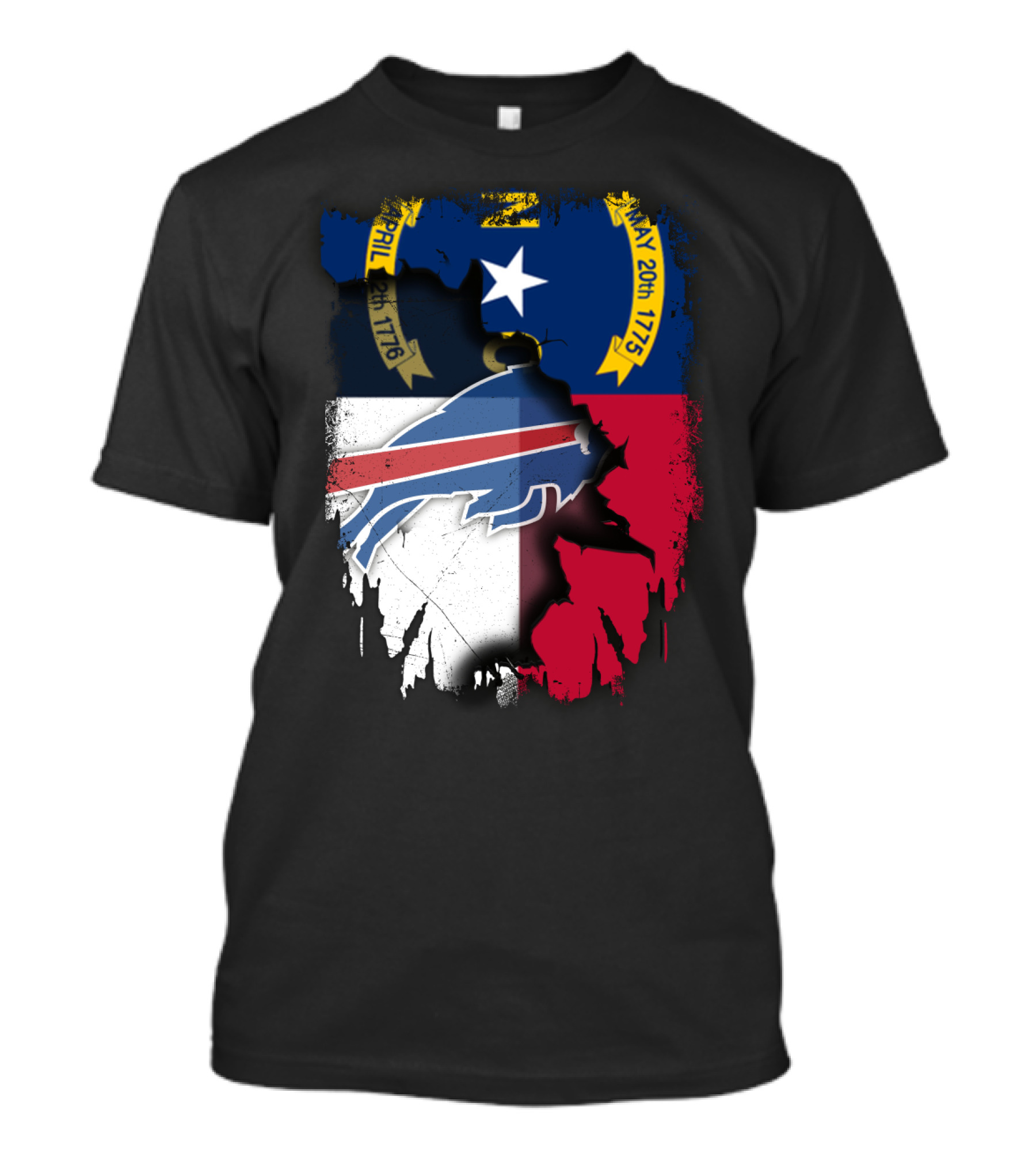 North Carolina State Flag Merging With Buffalo Bills Football Team Logo Elements T-Shirt