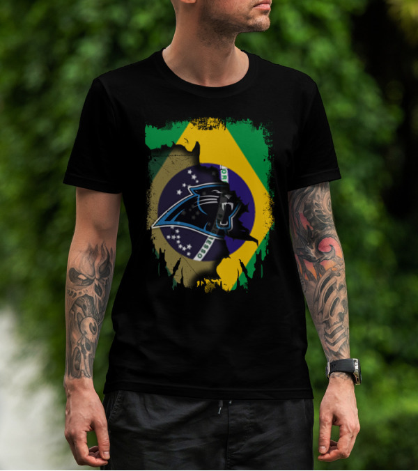 Together Brazil With Carolina Panthers Flag Fusion T-Shirt