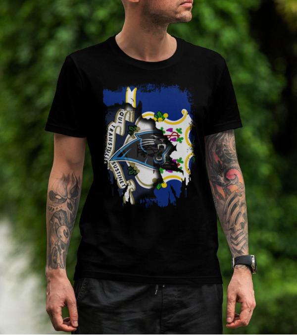 Connecticut Flag With Panthers Logo Integration T-Shirt