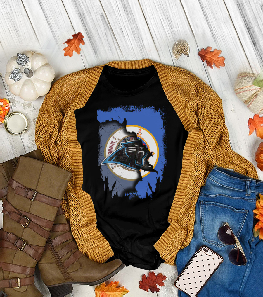 Together Minnesota with Carolina Panthers Logo and Minnesota State Seal T-Shirt