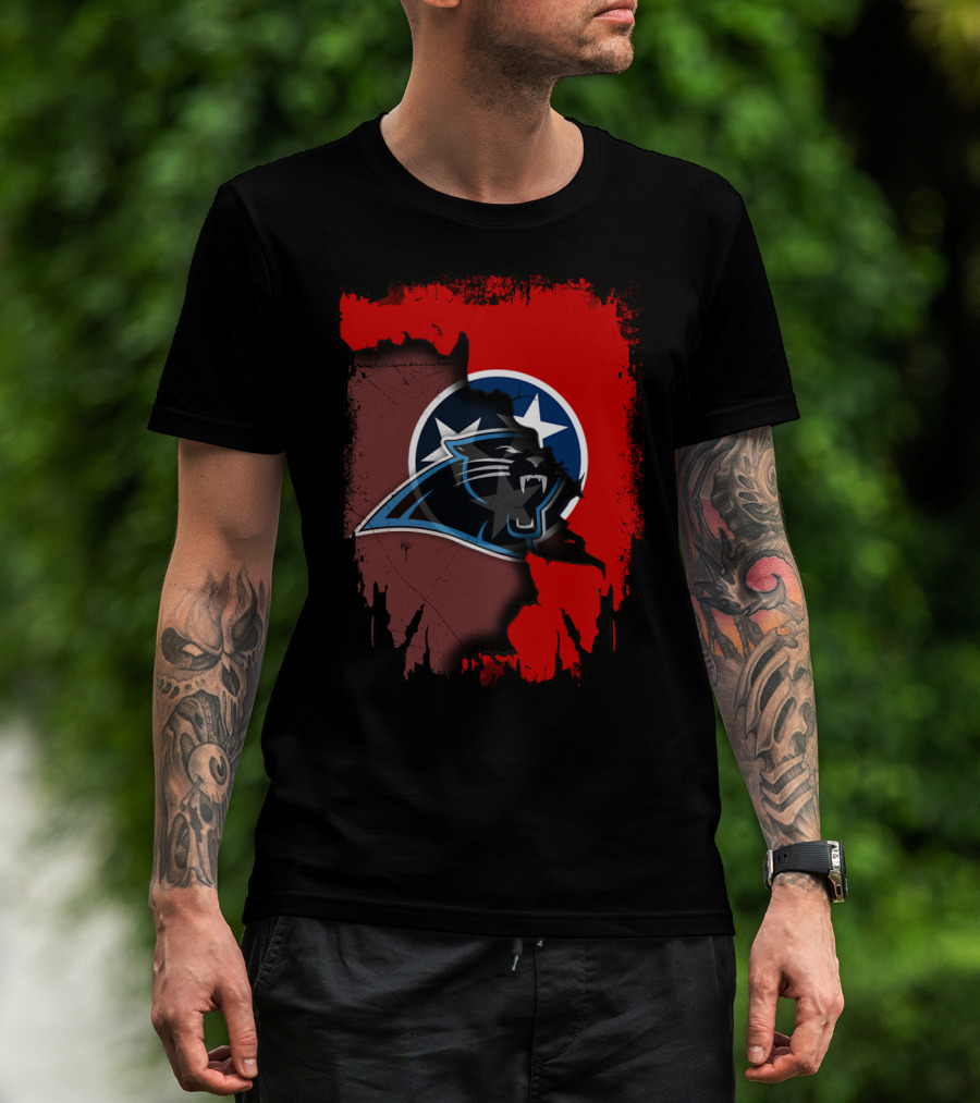 Tennessee Panthers Collaboration With State Flag Elements T-Shirt