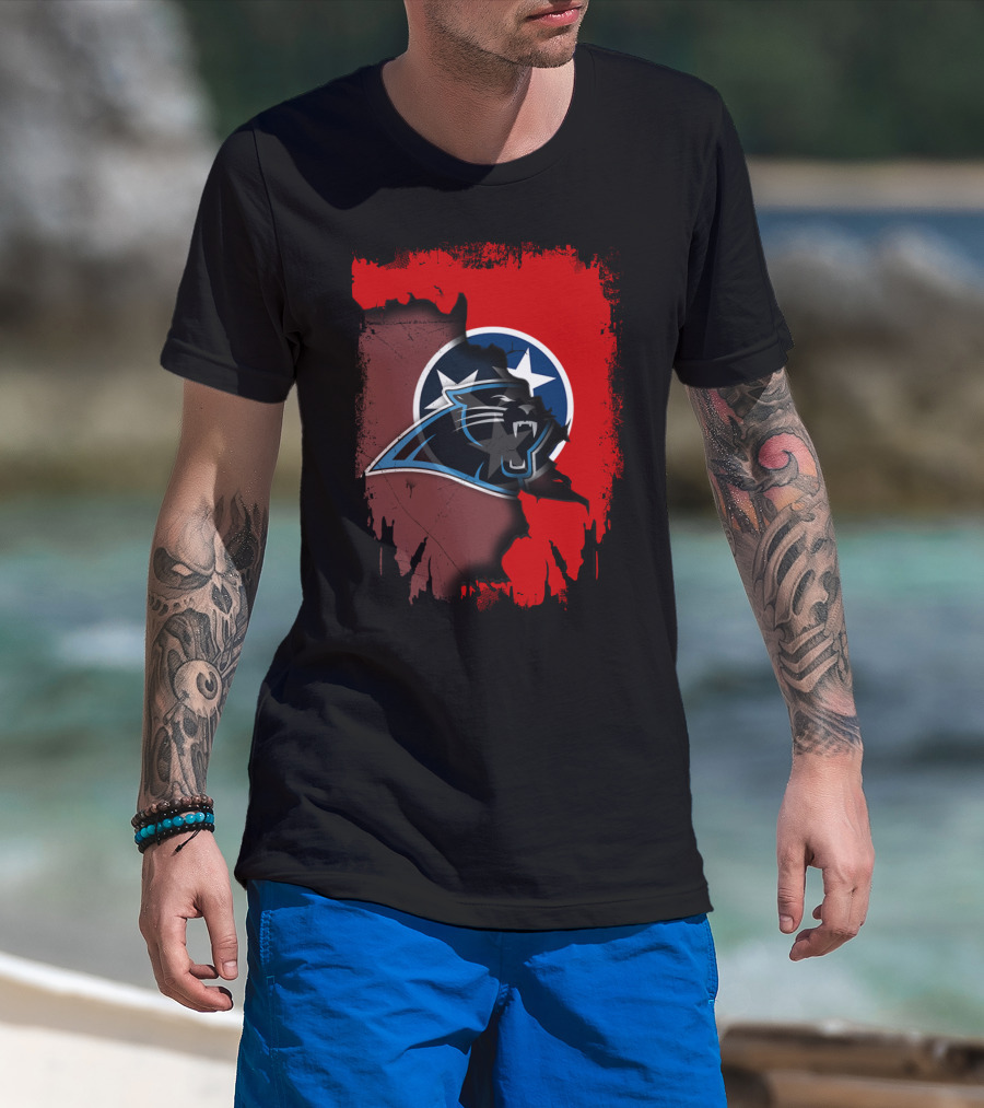 Tennessee Panthers Collaboration With State Flag Elements T-Shirt