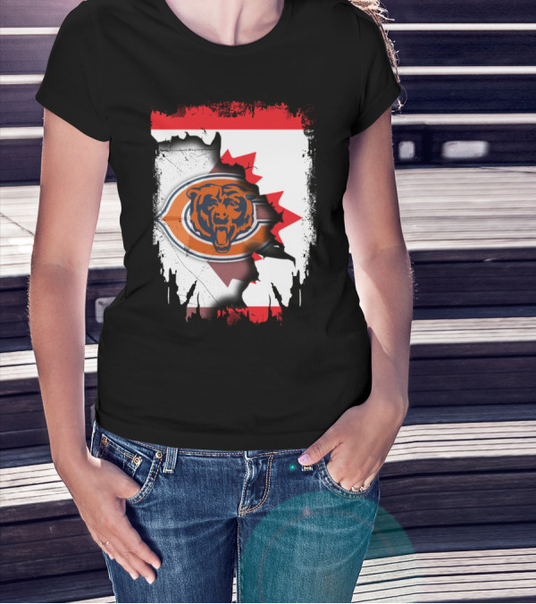 Canada Bears Logo Ripped Flag T-Shirt