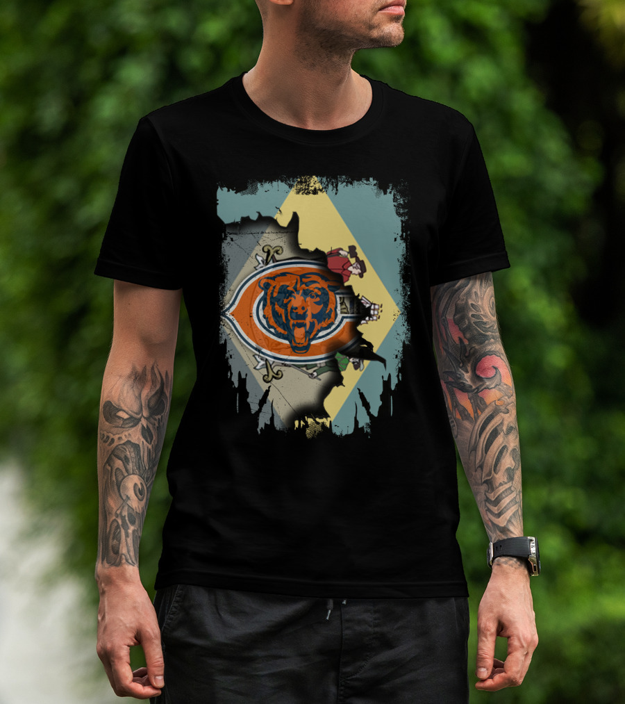 Together Delaware With Chicago Bears Logo And State Flag Elements T-Shirt