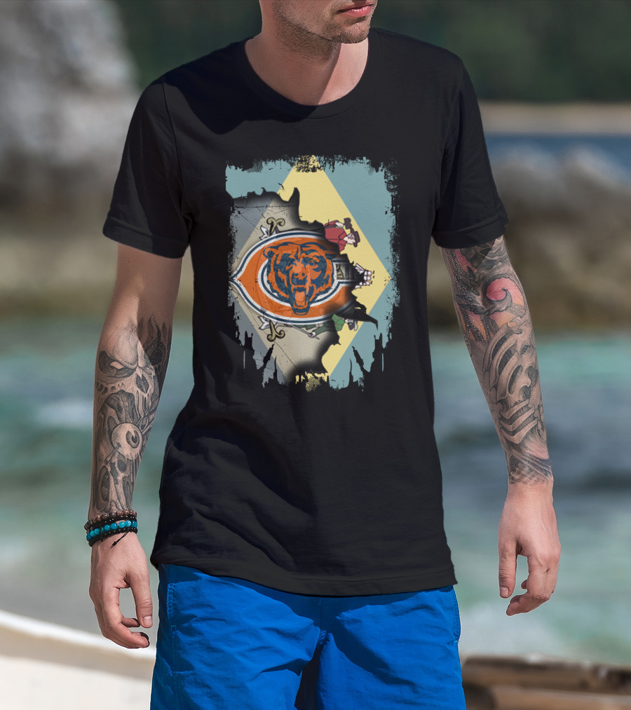 Together Delaware With Chicago Bears Logo And State Flag Elements T-Shirt