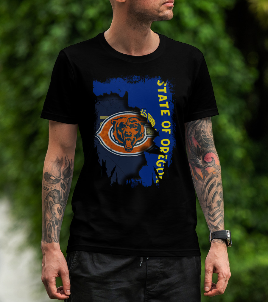 State Of Oregon Together With Bears Team Emblem T-Shirt