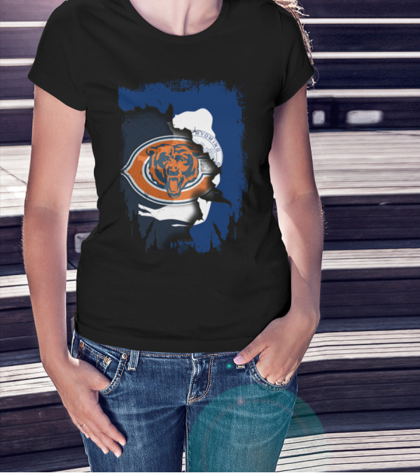 Wyoming Blue Overlay With Bears And Emblem T-Shirt