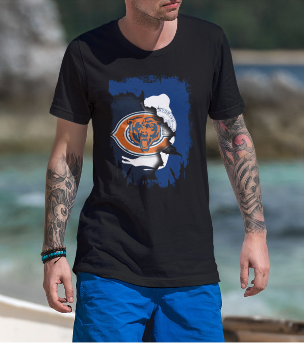 Wyoming Blue Overlay With Bears And Emblem T-Shirt