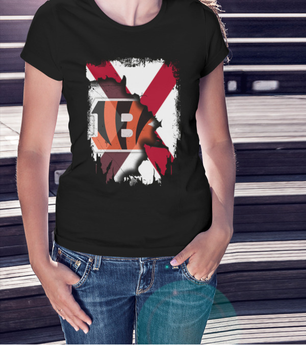 Together Alabama Red X With Cincinnati Bengals Stripes T-Shirt
