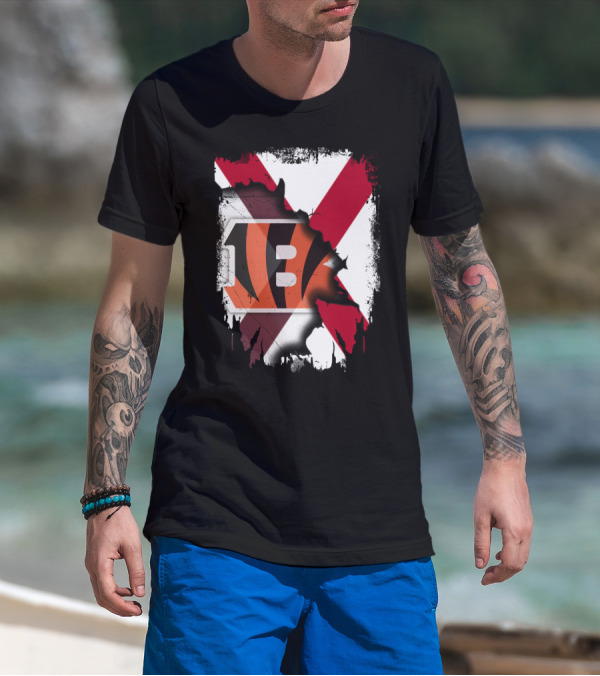 Together Alabama Red X With Cincinnati Bengals Stripes T-Shirt