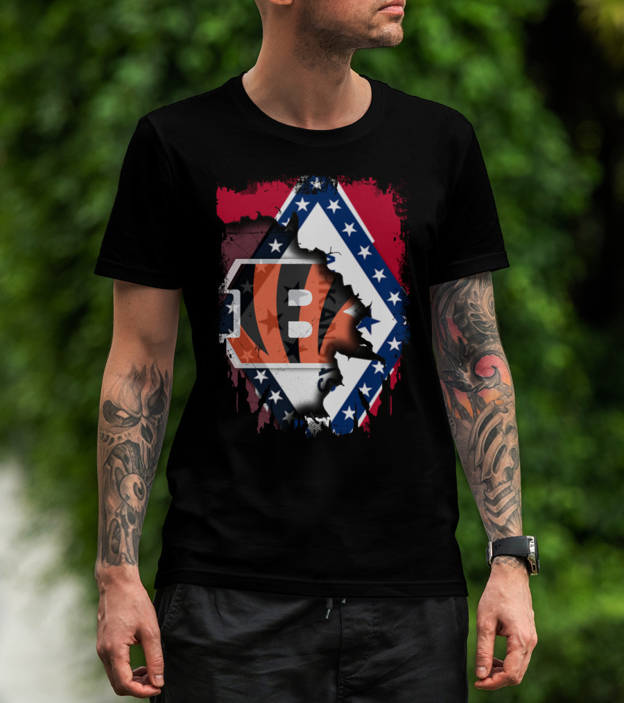 Arkansas Flag Merged With Cincinnati Bengals T-Shirt