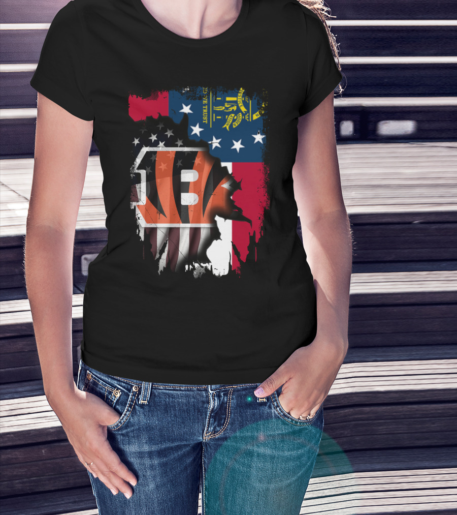 Georgia Flag And Bengals Logo Together T-Shirt