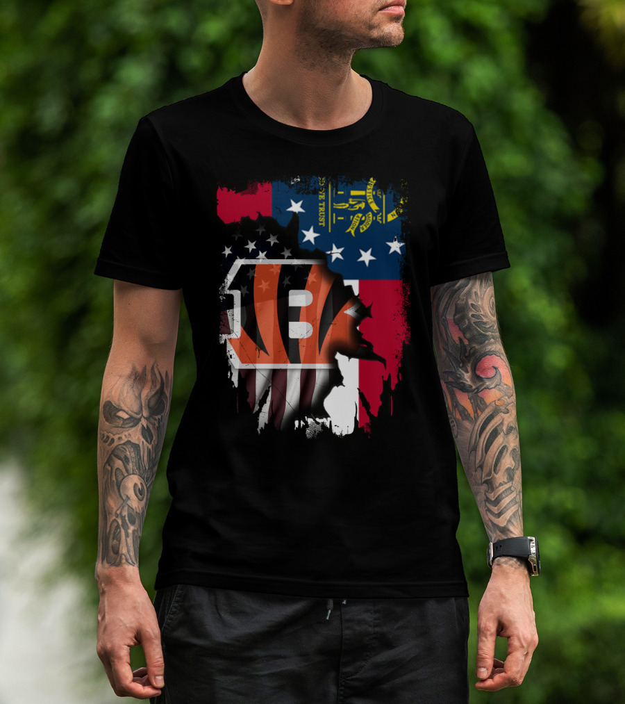 Georgia Flag And Bengals Logo Together T-Shirt