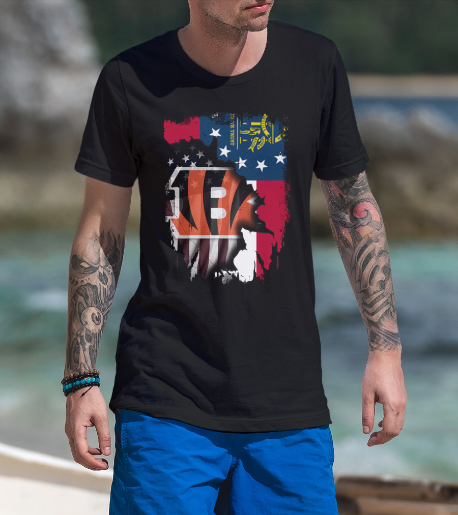 Georgia Flag And Bengals Logo Together T-Shirt