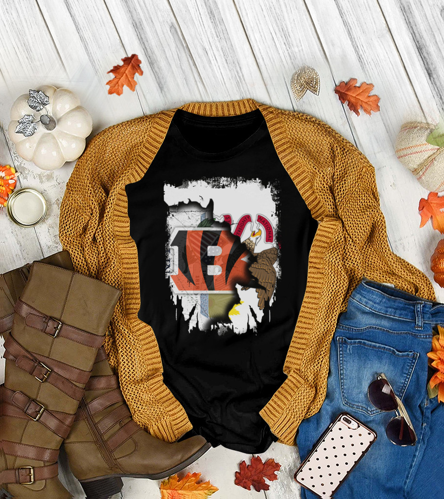 Illinois State Pride with Cincinnati Bengals Logo and Seal T-Shirt