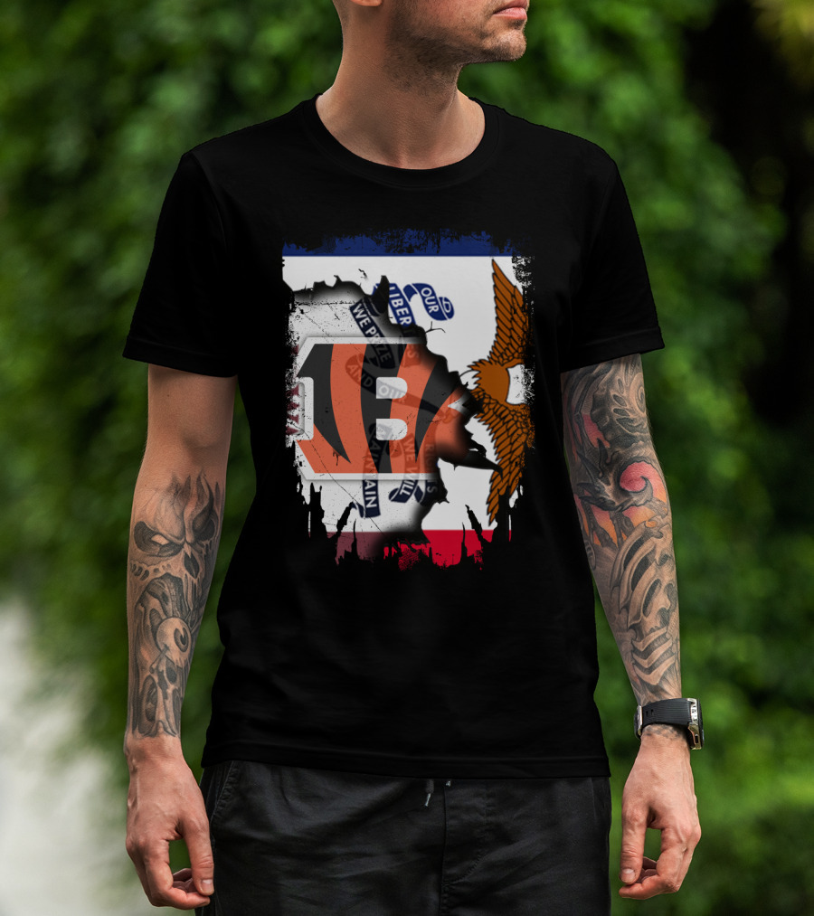 Iowa Flag With Cincinnati Bengals Logo And Eagle T-Shirt