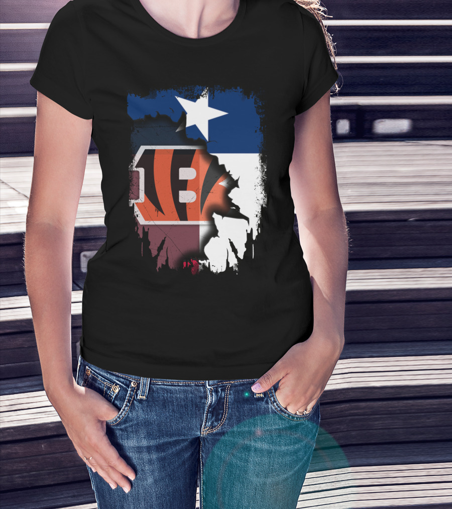 Texas Lone Star And Cincinnati Bengals NFL Fusion T-Shirt