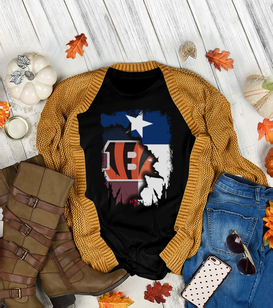 Texas Lone Star and Cincinnati Bengals NFL Fusion T-Shirt
