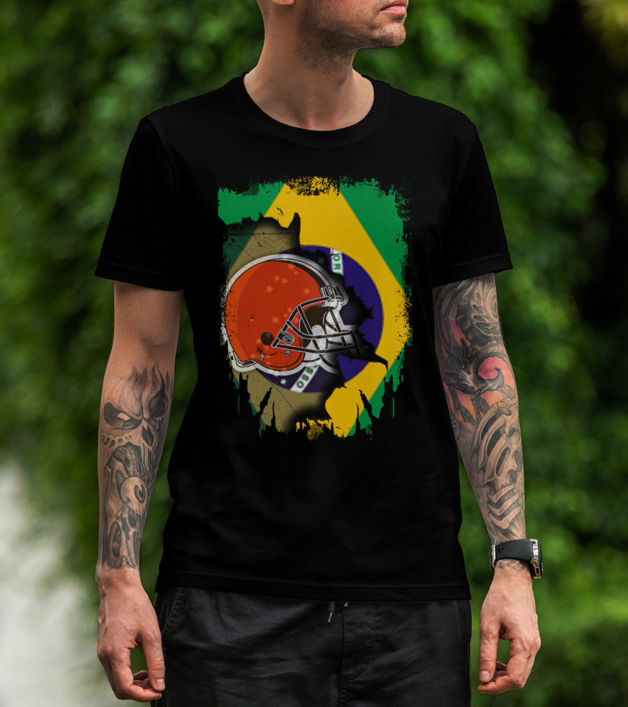 Together Brazil Browns Helmet Torn Flag Fusion T-Shirt