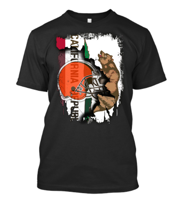 California Republic Browns Helmet Bear Football Fusion T-Shirt